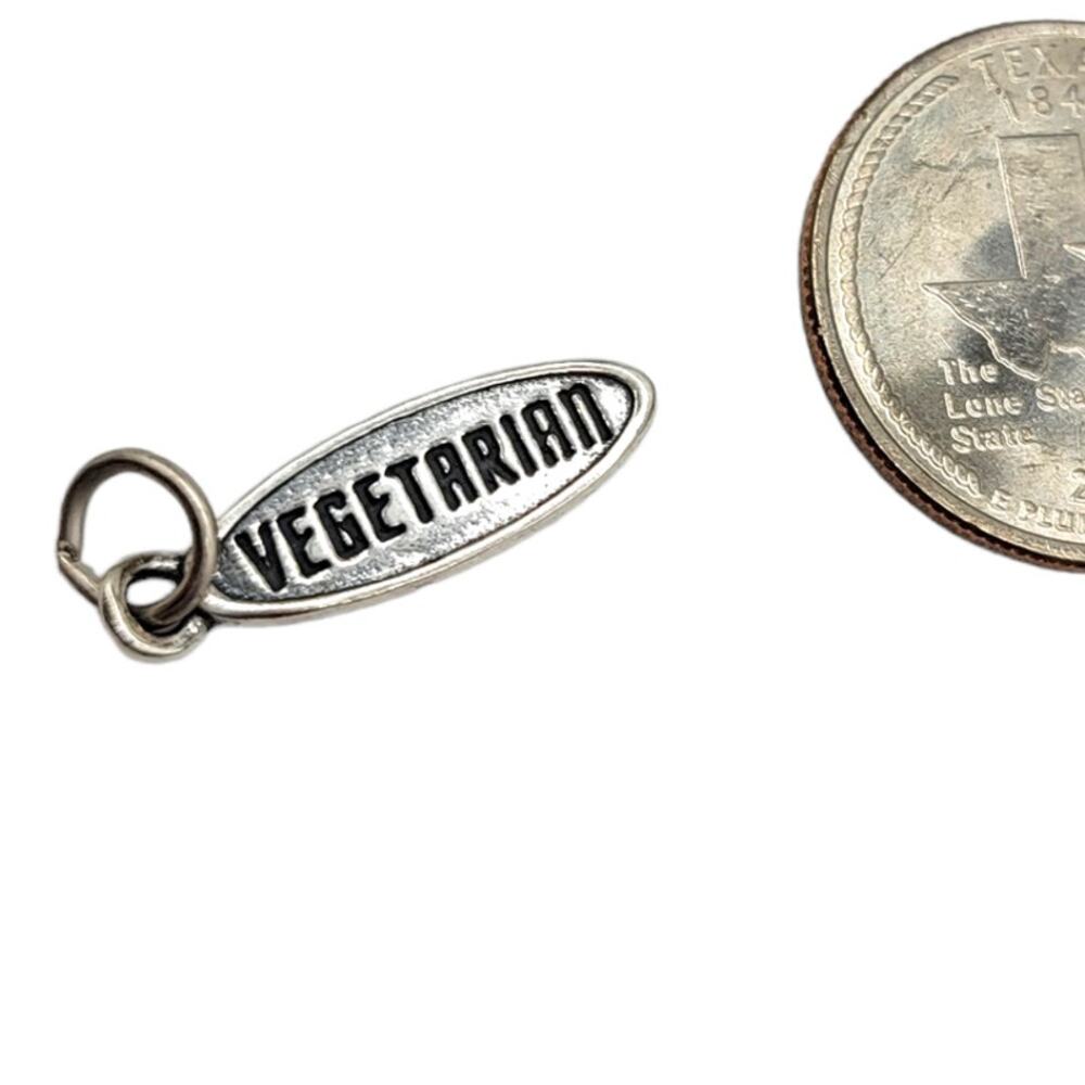 Sterling Silver Vegetarian Charm .925 Silver Plant Based Life